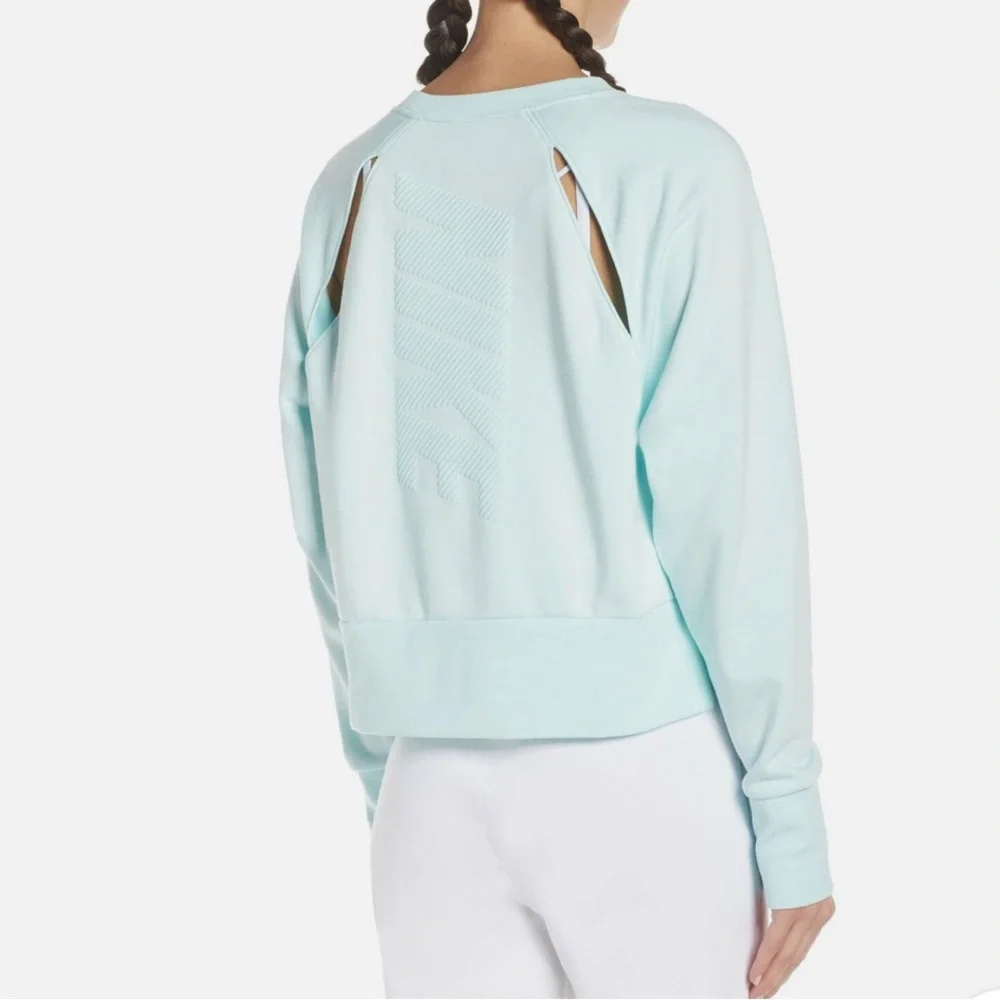 Nike Light Blue Long Sleeve Cropped Sweatshirt - Picture 2 of 10